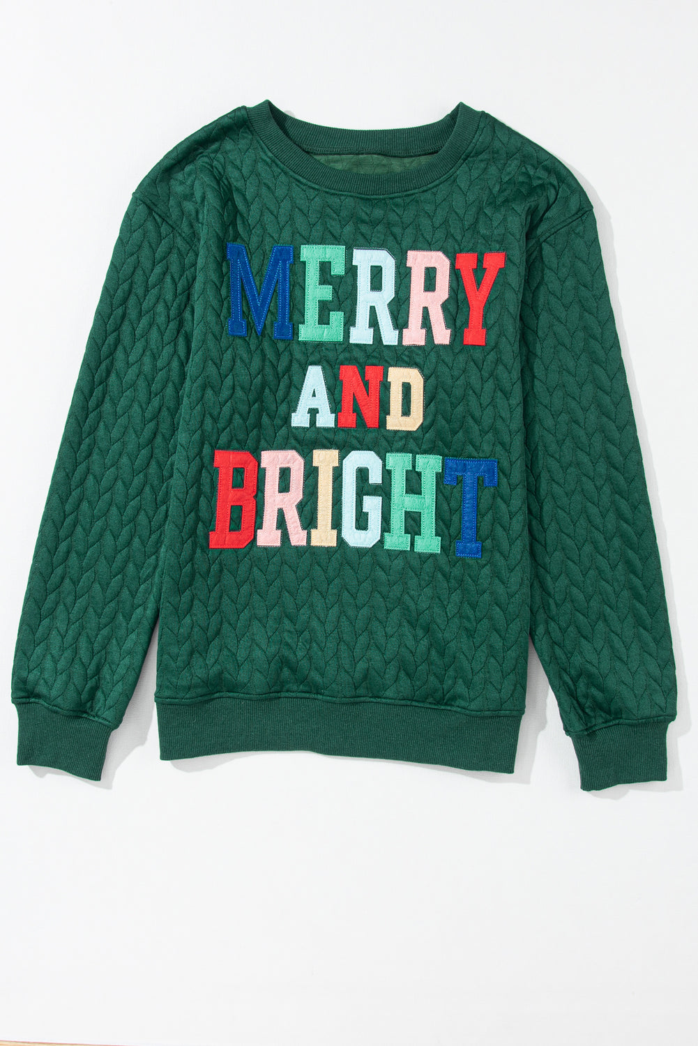 White Merry And Bright Cable Knit Pullover Sweatshirt