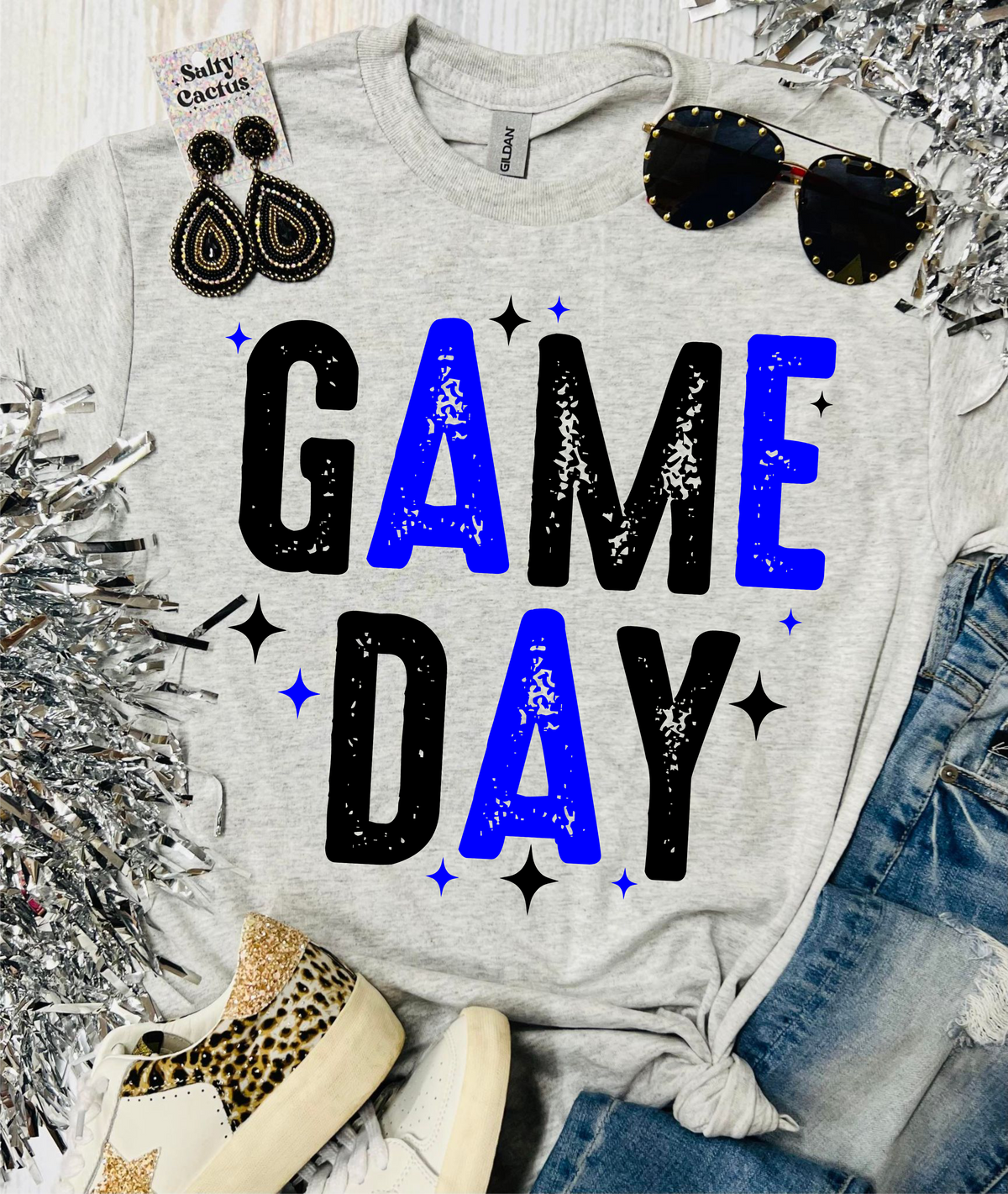 Rustic Gameday Stars Grey Tee