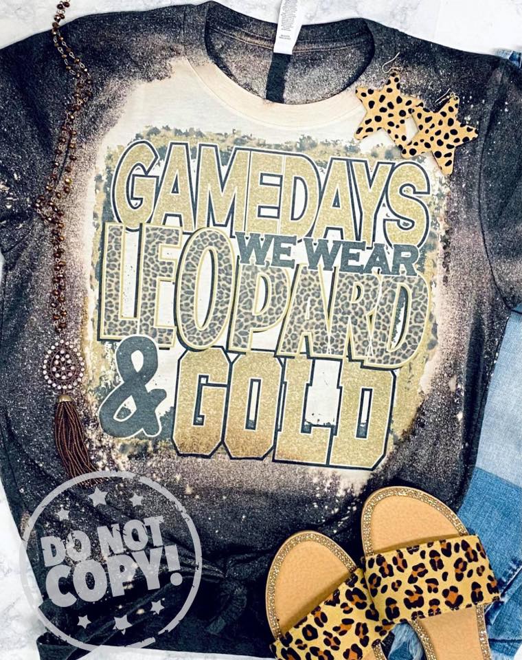 Game Days We Wear Leopard & Team Color Bleached Tee