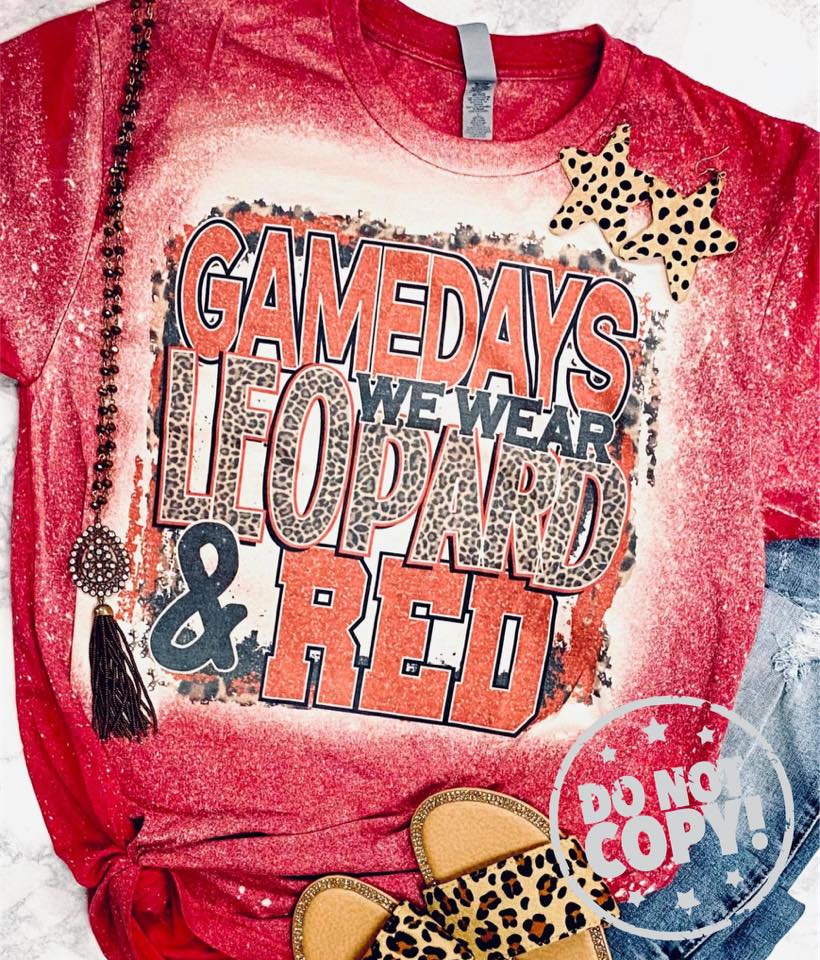 Game Days We Wear Leopard & Team Color Bleached Tee