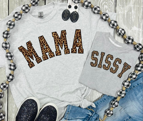 Mama New Leopard Print Grey Tee