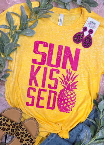 *DTF* SUNKISSED Yellow Splatter Bleached Tee