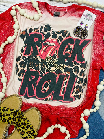 Rock & Roll Leopard Red Bleached Tee