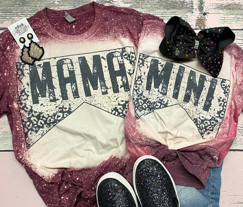 Mama/Mini Leopard Western Maroon Bleached Tee