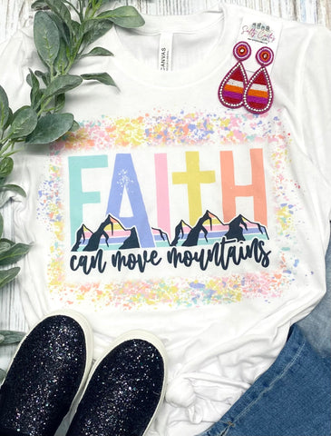 Faith Can Move Mountains White Bella Tee