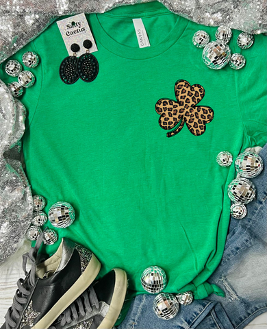 *DTG* Shamrock Leopard Green Tee