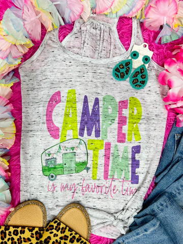 Camper Time Neon Racerback Tank