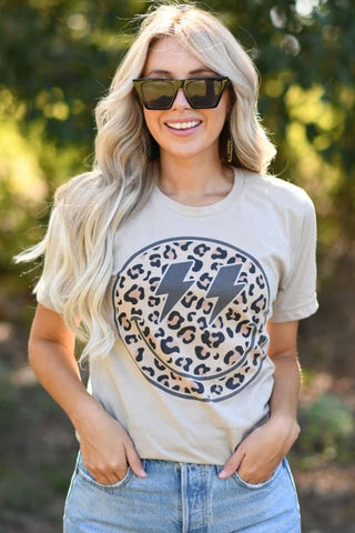 Kids Smile Leopard Ash Grey Tee