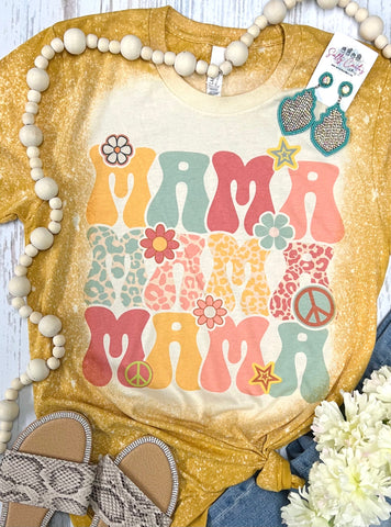 Mama Mama Mama Retro Groovy Mustard Tee