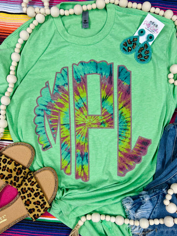 Tie Dye Mono Lime Green Tee