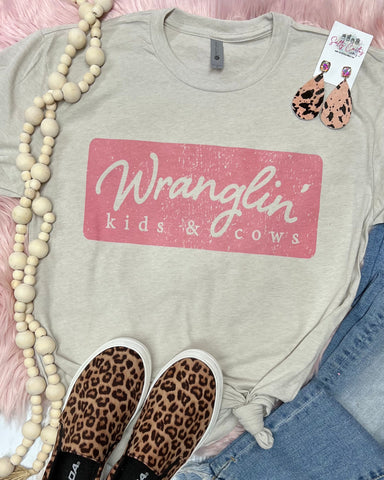 Wranglin’ Kids & Cows Mauve on Sand Next Level Tee