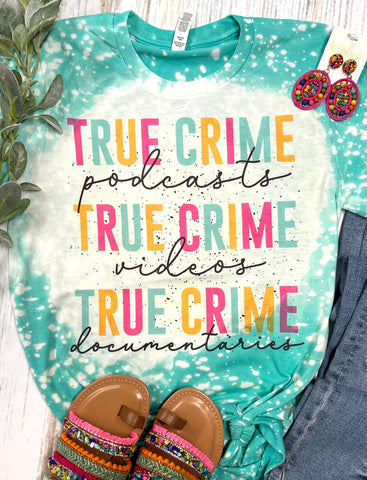 True Crime Podcasts Seafoam Bleached Tee