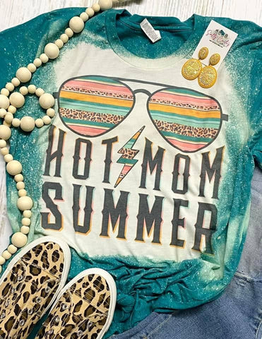 Hot Mom Summer Teal Bleached