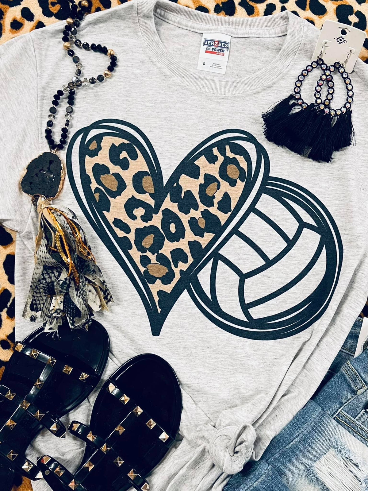 Kids Leopard Heart Sport Tee