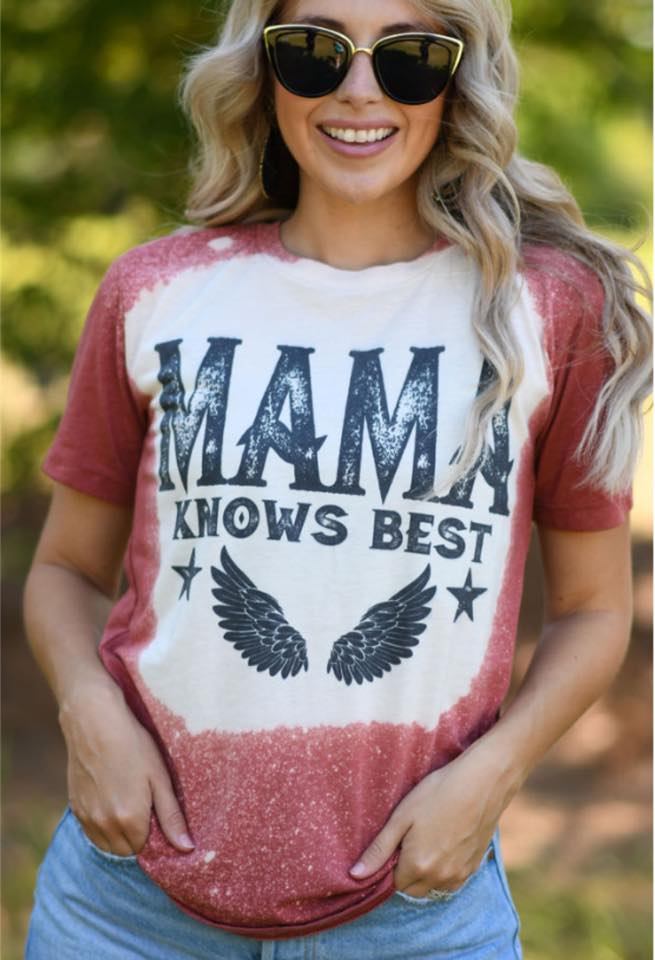 Mama Knows Best Clay Bleached Tee