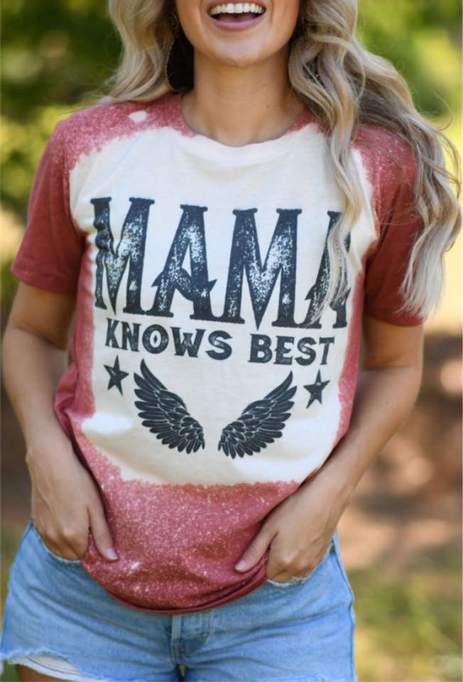 Mama Knows Best Clay Bleached Tee