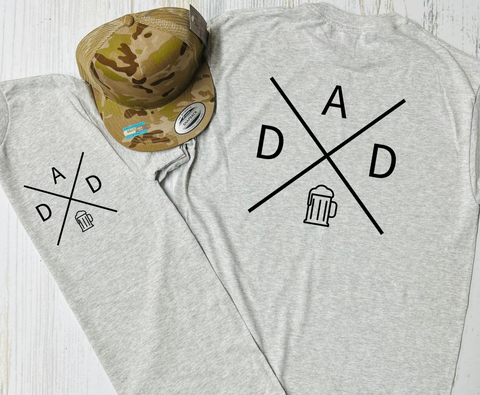 Dad Beer Crest BIG ON BACK FRONT POCKET ASH GREY TEE