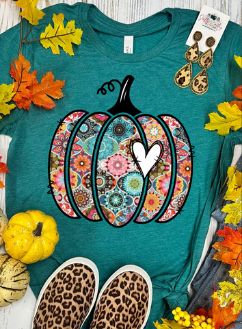 *DTG*Pumpkin Boho Teal Tee