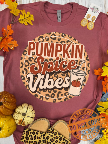 *DTG* Pumpkin Spice Vibes Leopard Circle Mauve Tee