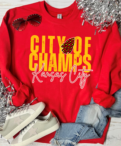 *DTF* City of Champs Red Sweatshirt