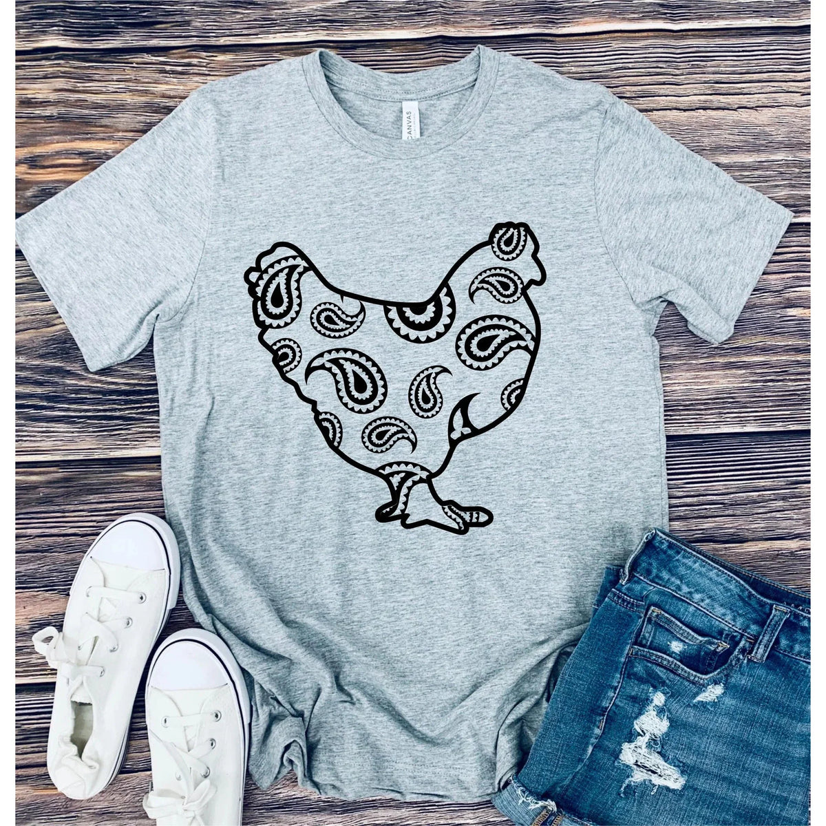 Paisley Chicken Graphic Tees~4 color options